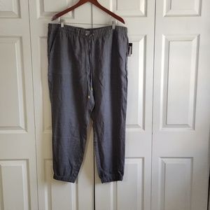 Ellen Tracy 100 Linen jogger pants size XL Grey
